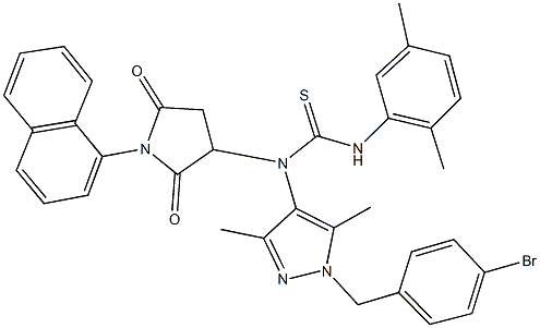 N-[1-(4-bromobenzyl)-3,5-dimethyl-1H-pyrazol-4-yl]-N'-(2,5-dimethylphenyl)-N-[1-(1-naphthyl)-2,5-dioxo-3-pyrrolidinyl]thiourea 结构式