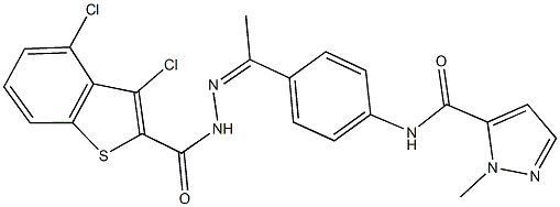 N-(4-{N-[(3,4-dichloro-1-benzothien-2-yl)carbonyl]ethanehydrazonoyl}phenyl)-1-methyl-1H-pyrazole-5-carboxamide 结构式