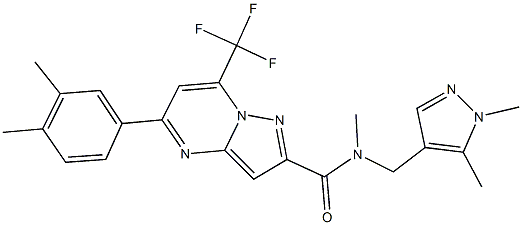 5-(3,4-dimethylphenyl)-N-[(1,5-dimethyl-1H-pyrazol-4-yl)methyl]-N-methyl-7-(trifluoromethyl)pyrazolo[1,5-a]pyrimidine-2-carboxamide 结构式