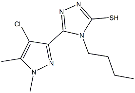 4-butyl-5-(4-chloro-1,5-dimethyl-1H-pyrazol-3-yl)-4H-1,2,4-triazole-3-thiol 结构式