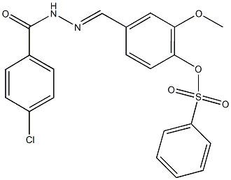 4-[2-(4-chlorobenzoyl)carbohydrazonoyl]-2-methoxyphenyl benzenesulfonate 结构式