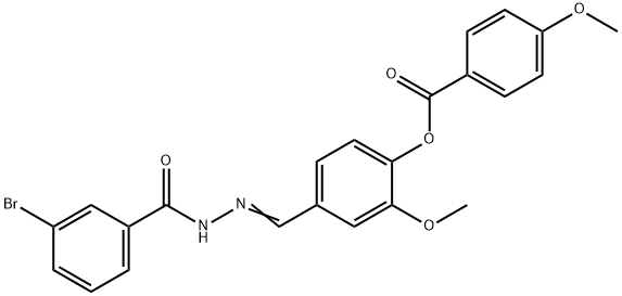 4-[2-(3-bromobenzoyl)carbohydrazonoyl]-2-methoxyphenyl 4-methoxybenzoate 结构式