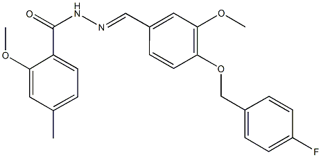 N'-{4-[(4-fluorobenzyl)oxy]-3-methoxybenzylidene}-2-methoxy-4-methylbenzohydrazide 结构式