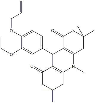 9-[4-(allyloxy)-3-ethoxyphenyl]-3,3,6,6,10-pentamethyl-3,4,6,7,9,10-hexahydro-1,8(2H,5H)-acridinedione 结构式