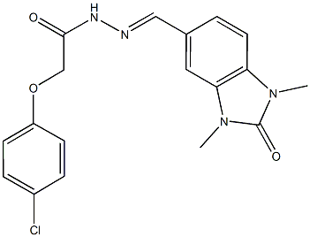 2-(4-chlorophenoxy)-N'-[(1,3-dimethyl-2-oxo-2,3-dihydro-1H-benzimidazol-5-yl)methylene]acetohydrazide 结构式