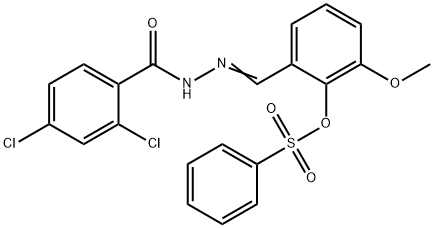 2-[2-(2,4-dichlorobenzoyl)carbohydrazonoyl]-6-methoxyphenyl benzenesulfonate 结构式