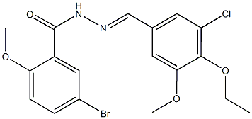 5-bromo-N'-(3-chloro-4-ethoxy-5-methoxybenzylidene)-2-methoxybenzohydrazide 结构式