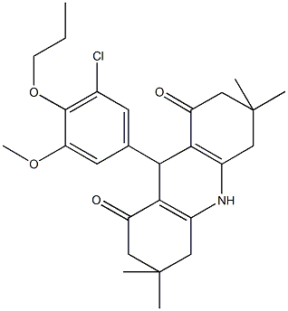 9-(3-chloro-5-methoxy-4-propoxyphenyl)-3,3,6,6-tetramethyl-3,4,6,7,9,10-hexahydro-1,8(2H,5H)-acridinedione 结构式