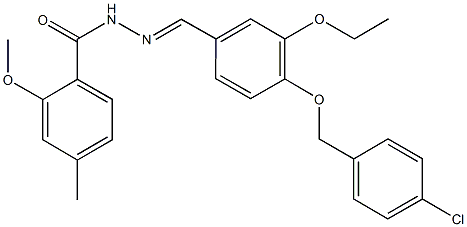 N'-{4-[(4-chlorobenzyl)oxy]-3-ethoxybenzylidene}-2-methoxy-4-methylbenzohydrazide 结构式