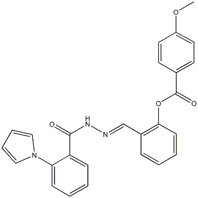 2-{2-[2-(1H-pyrrol-1-yl)benzoyl]carbohydrazonoyl}phenyl 4-methoxybenzoate 结构式