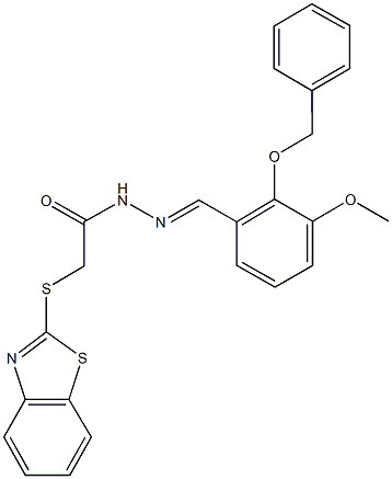 2-(1,3-benzothiazol-2-ylsulfanyl)-N'-[2-(benzyloxy)-3-methoxybenzylidene]acetohydrazide 结构式