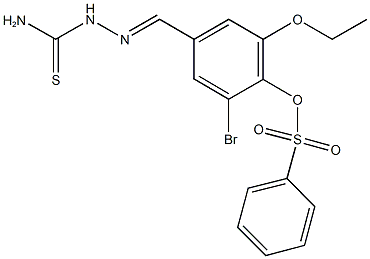 4-[2-(aminocarbothioyl)carbohydrazonoyl]-2-bromo-6-ethoxyphenyl benzenesulfonate 结构式