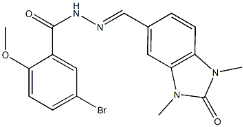 5-bromo-N'-[(1,3-dimethyl-2-oxo-2,3-dihydro-1H-benzimidazol-5-yl)methylene]-2-methoxybenzohydrazide 结构式
