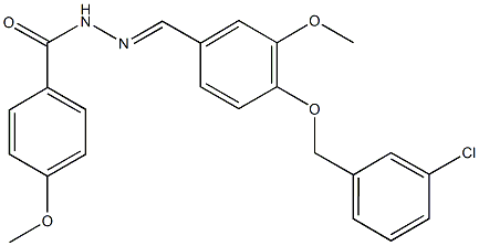 N'-{4-[(3-chlorobenzyl)oxy]-3-methoxybenzylidene}-4-methoxybenzohydrazide 结构式