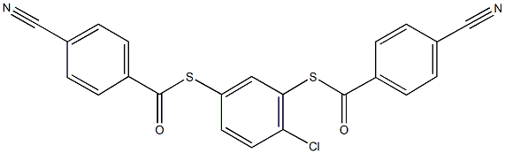 S-{2-chloro-5-[(4-cyanobenzoyl)sulfanyl]phenyl} 4-cyanobenzenecarbothioate 结构式