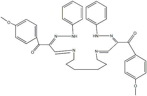 1-(4-methoxyphenyl)-3-[(6-{[3-(4-methoxyphenyl)-3-oxo-2-(phenylhydrazono)propylidene]amino}hexyl)imino]-1,2-propanedione 2-(phenylhydrazone) 结构式
