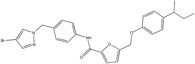 N-{4-[(4-bromo-1H-pyrazol-1-yl)methyl]phenyl}-5-[(4-sec-butylphenoxy)methyl]-2-furamide 结构式
