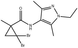 2,2-dibromo-N-(1-ethyl-3,5-dimethyl-1H-pyrazol-4-yl)-1-methylcyclopropanecarboxamide 结构式