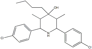 4-butyl-2,6-bis(4-chlorophenyl)-3,5-dimethyl-4-piperidinol 结构式