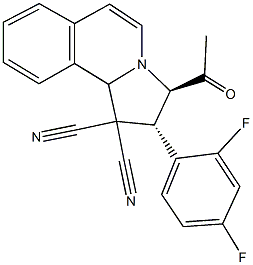 3-acetyl-2-(2,4-difluorophenyl)-2,3-dihydropyrrolo[2,1-a]isoquinoline-1,1(10bH)-dicarbonitrile 结构式