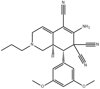 6-amino-8-(3,5-dimethoxyphenyl)-2-propyl-2,3,8,8a-tetrahydro-5,7,7(1H)-isoquinolinetricarbonitrile 结构式
