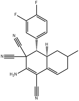 2-amino-4-(3,4-difluorophenyl)-6-methyl-4a,5,6,7-tetrahydro-1,3,3(4H)-naphthalenetricarbonitrile 结构式