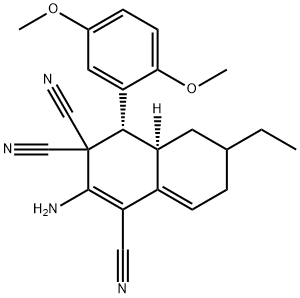 2-amino-4-(2,5-dimethoxyphenyl)-6-ethyl-4a,5,6,7-tetrahydro-1,3,3(4H)-naphthalenetricarbonitrile 结构式