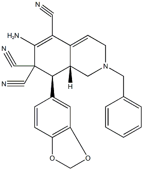 6-amino-8-(1,3-benzodioxol-5-yl)-2-benzyl-2,3,8,8a-tetrahydro-5,7,7(1H)-isoquinolinetricarbonitrile 结构式