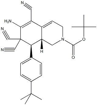 tert-butyl 6-amino-8-(4-tert-butylphenyl)-5,7,7-tricyano-3,7,8,8a-tetrahydro-2(1H)-isoquinolinecarboxylate 结构式