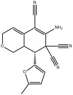 6-amino-8-(5-methyl-2-furyl)-8,8a-dihydro-1H-isochromene-5,7,7(3H)-tricarbonitrile 结构式