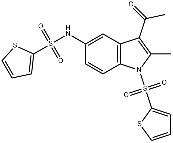 N-[3-acetyl-2-methyl-1-(2-thienylsulfonyl)-1H-indol-5-yl]-2-thiophenesulfonamide 结构式