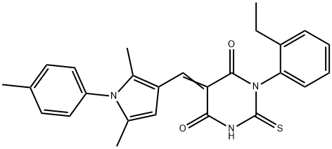 5-{[2,5-dimethyl-1-(4-methylphenyl)-1H-pyrrol-3-yl]methylene}-1-(2-ethylphenyl)-2-thioxodihydro-4,6(1H,5H)-pyrimidinedione 结构式