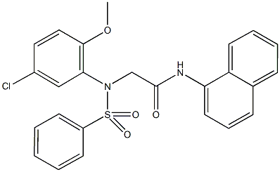 2-[5-chloro-2-methoxy(phenylsulfonyl)anilino]-N-(1-naphthyl)acetamide 结构式