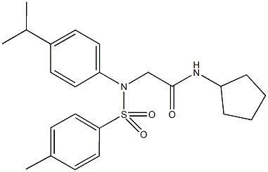 N-cyclopentyl-2-{[4-(1-methylethyl)phenyl][(4-methylphenyl)sulfonyl]amino}acetamide 结构式