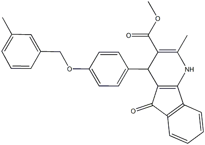 methyl 2-methyl-4-{4-[(3-methylbenzyl)oxy]phenyl}-5-oxo-4,5-dihydro-1H-indeno[1,2-b]pyridine-3-carboxylate 结构式