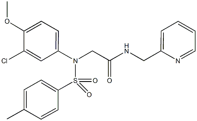 2-{3-chloro-4-methoxy[(4-methylphenyl)sulfonyl]anilino}-N-(2-pyridinylmethyl)acetamide 结构式