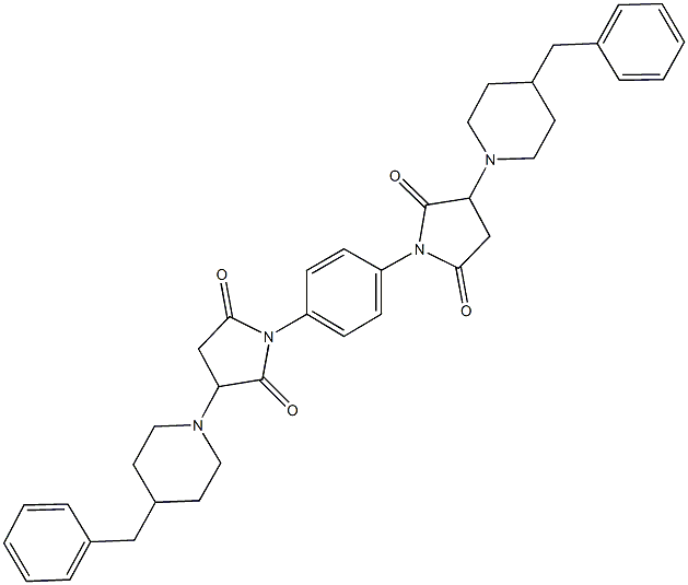 3-(4-benzyl-1-piperidinyl)-1-{4-[3-(4-benzyl-1-piperidinyl)-2,5-dioxo-1-pyrrolidinyl]phenyl}-2,5-pyrrolidinedione 结构式