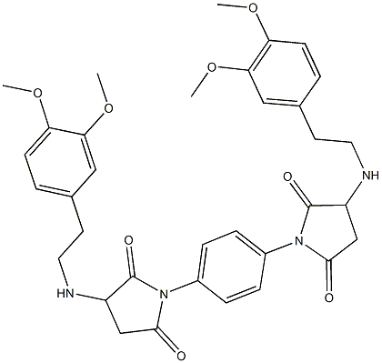 3-{[2-(3,4-dimethoxyphenyl)ethyl]amino}-1-[4-(3-{[2-(3,4-dimethoxyphenyl)ethyl]amino}-2,5-dioxo-1-pyrrolidinyl)phenyl]-2,5-pyrrolidinedione 结构式