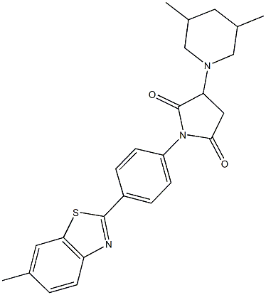 3-(3,5-dimethyl-1-piperidinyl)-1-[4-(6-methyl-1,3-benzothiazol-2-yl)phenyl]-2,5-pyrrolidinedione 结构式