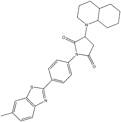 1-[4-(6-methyl-1,3-benzothiazol-2-yl)phenyl]-3-octahydro-1(2H)-quinolinyl-2,5-pyrrolidinedione 结构式