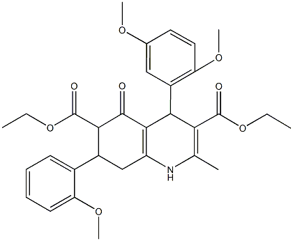 diethyl 4-(2,5-dimethoxyphenyl)-7-(2-methoxyphenyl)-2-methyl-5-oxo-1,4,5,6,7,8-hexahydro-3,6-quinolinedicarboxylate 结构式