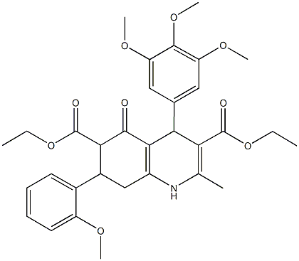 diethyl 7-(2-methoxyphenyl)-2-methyl-5-oxo-4-(3,4,5-trimethoxyphenyl)-1,4,5,6,7,8-hexahydro-3,6-quinolinedicarboxylate 结构式