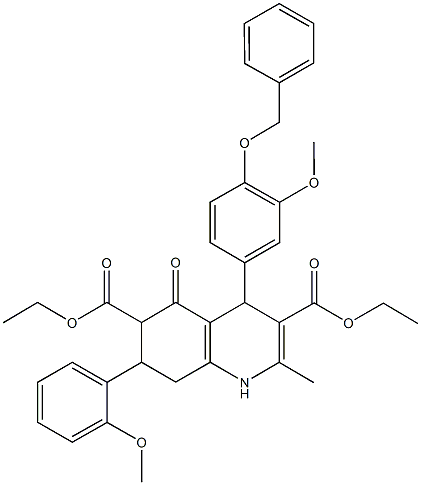 diethyl 4-[4-(benzyloxy)-3-methoxyphenyl]-7-(2-methoxyphenyl)-2-methyl-5-oxo-1,4,5,6,7,8-hexahydro-3,6-quinolinedicarboxylate 结构式