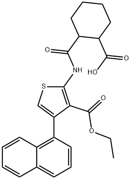 2-({[3-(ethoxycarbonyl)-4-(1-naphthyl)thien-2-yl]amino}carbonyl)cyclohexanecarboxylic acid 结构式