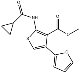 methyl 2-[(cyclopropylcarbonyl)amino]-4-(2-furyl)-3-thiophenecarboxylate 结构式