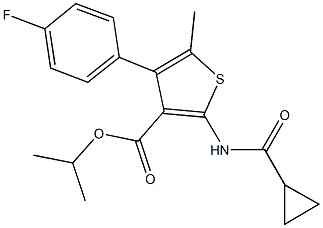 isopropyl 2-[(cyclopropylcarbonyl)amino]-4-(4-fluorophenyl)-5-methyl-3-thiophenecarboxylate 结构式