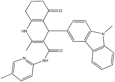 2-methyl-4-(9-methyl-9H-carbazol-3-yl)-N-(5-methylpyridin-2-yl)-5-oxo-1,4,5,6,7,8-hexahydroquinoline-3-carboxamide 结构式