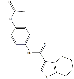 N-{4-[acetyl(methyl)amino]phenyl}-4,5,6,7-tetrahydro-1-benzothiophene-3-carboxamide 结构式