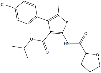 isopropyl 4-(4-chlorophenyl)-5-methyl-2-[(tetrahydro-2-furanylcarbonyl)amino]-3-thiophenecarboxylate 结构式