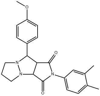 2-(3,4-dimethylphenyl)-9-(4-methoxyphenyl)tetrahydro-5H-pyrazolo[1,2-a]pyrrolo[3,4-c]pyrazole-1,3(2H,3aH)-dione 结构式